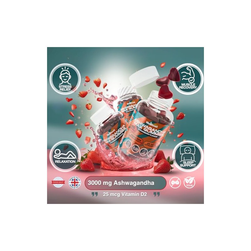 WellBoost Ashwagandha Max Gummies – 3000mg Ashwagandha & 250mcg Vitamin