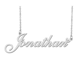 Aoloshow Stainless Steel Silver Jonathan Heart Name Necklace Charm Pendant Jewelry for Mom Best Friends