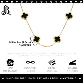 LaBling Pendant Necklaces for Women | Stylish Designer Necklaces for Women | Lovely Gift - Many Clov Black