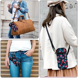 HouShengzi Double Sunglass Case Soft Eye Glass Case Multiple Sunglass Pouch For Women Neoprene Glass Pouch With Hook Reading Eyeglass Holder Storage(Flower)