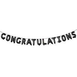 16 inch multicolor lowercase CONGRATULATIONS Letters Banner Gold Graduation Party Decorations Supplies (CONGRATULATIONS Black)