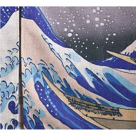 LIGICKY Japanese Noren Doorway Curtain Ukiyoe Hokusai The Great Wave off Kanagawa Tapestry for Home Decoration 85×120cm
