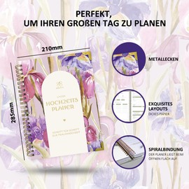 BIROYAL Wedding Planner German for the Big Day, 160 Pages Wedding Planner with Schedule, Checklists, Schedule and Tips, Wedding Book with Calendar, Great Engagement Gift - DIN A4