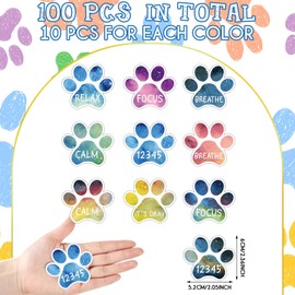 Crtiin 100 Pcs Sensory Strips Anxiety Calm Mindfulness Stickers Fidget Stress Breathing Sensory Sticker Different Textures Rough Tactile Tape for Mental Health Adults Desk Anxiety Relief(Paw)
