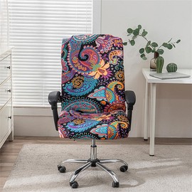BSYMDH Printed Computer Chair Slipcover, Stretch Office Chair Covers, Durable Zipper, Universal Desk Rotating Chair Slipcovers, 21