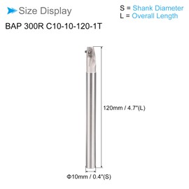 CoCud Indexable End Mill, 1 Flute 0.4" Cutting Diameter, 90 Degree BAP300R R0.8 for APMT1135 Carbide Insert - (Applications: for Steel Milling)