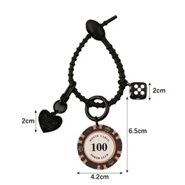 LIZIXUAN Poker Chip Keychain Fun Pendant Black Car Keychain Unique Gift (3.94 * 3.54 inches)
