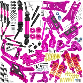 BRCatWPark RC Upgrades Part for 1/10 Rustler Stampede (VXL) 2WD,A-Arm,Shock,Drive Shaft,Caster Block,Steering Blocks,Stub Axle Carriers,Steering Bellcranks,Links,Shock Tower,Front Bulkhead,Pink