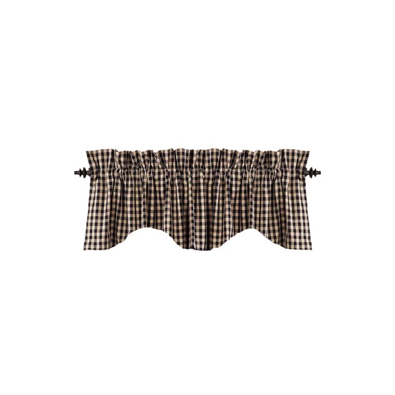 Heritage House Check Scalloped Black and Nutmeg 72" x 15.5"