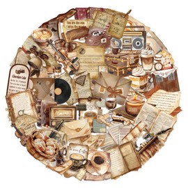 50Pcs Transparent Vintage Coffee Shops PET Stickers Pack - Waterproof Stickers for Gifts,Scrapbooking,Laptop,Water Bottles,Skateboards,Mobile Phone SPJHSL