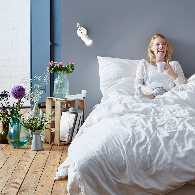 ledscom.de Waika Reading Lamp with Gooseneck and Switch Matte White