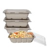 EcoQuality 22oz Disposable Bowls with Clear Lids - Rectangular Compostable