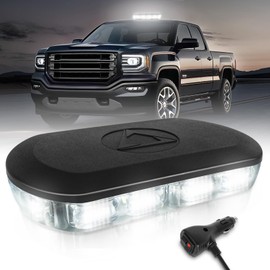 HLauto 700A Rooftop Emergency Strobe Lights Bar, 72 LED White Mini Beacon Safety Flashing Warning Traffic Lights Bar w/Magnetic Base for 12-24V Trucks, Construction Vehicles, Snowplow, Cars