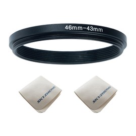 46mm Lens to 43mm Camera Lens Adapter 46mm to 43mm Step Down Ring Adapter Ring for All Brands of UV ND CPL, with Premium Lens Wiping Cloth 2 Pack (46mm-43mm)