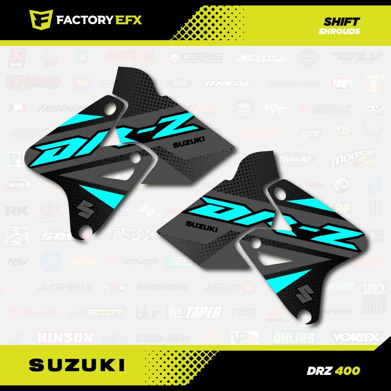 Factory EFX Gray Cyan Shift Graphics Kit fits Suzuki DRZ400SM