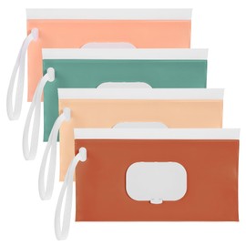 Meyeyaia 4 Pack Baby Wipe Container, Portable Reusable Wipes Pouch, Baby Wipe Holder Travel Keeps Wet Wipes Fresh Suitable for Outdoor Travel, Camping, Hiking