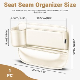 Huakaile Beige Car Seat Gap Filler Organizer, Multifunctional Car Leather Cup Holder Gap Bag Pocket, Universal Car Seat Storage Box for Women Men Truck Auto Phone Glasses Key (Beige)