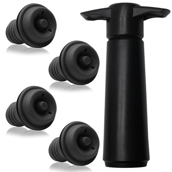 vibedor 4 Wine Vacuum Stoppers with Wine Saver Pump, Wine