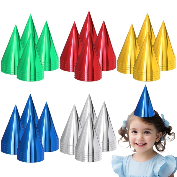 100 Pack Colorful Birthday Party Hats Cone Hats for Adults