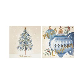 Box of 10 Blue Tree Baubles Marie Curie Charity Christmas Cards In 2 Designs