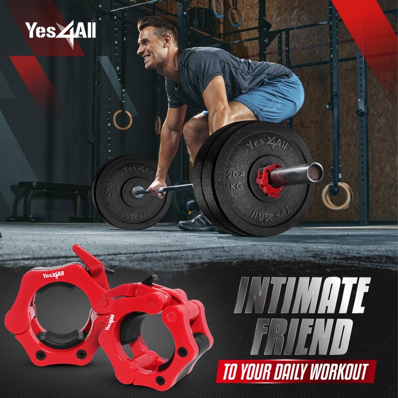 Yes4All 2 Inch Barbell Clamps Pair, Pro Lockjaw Collar Set