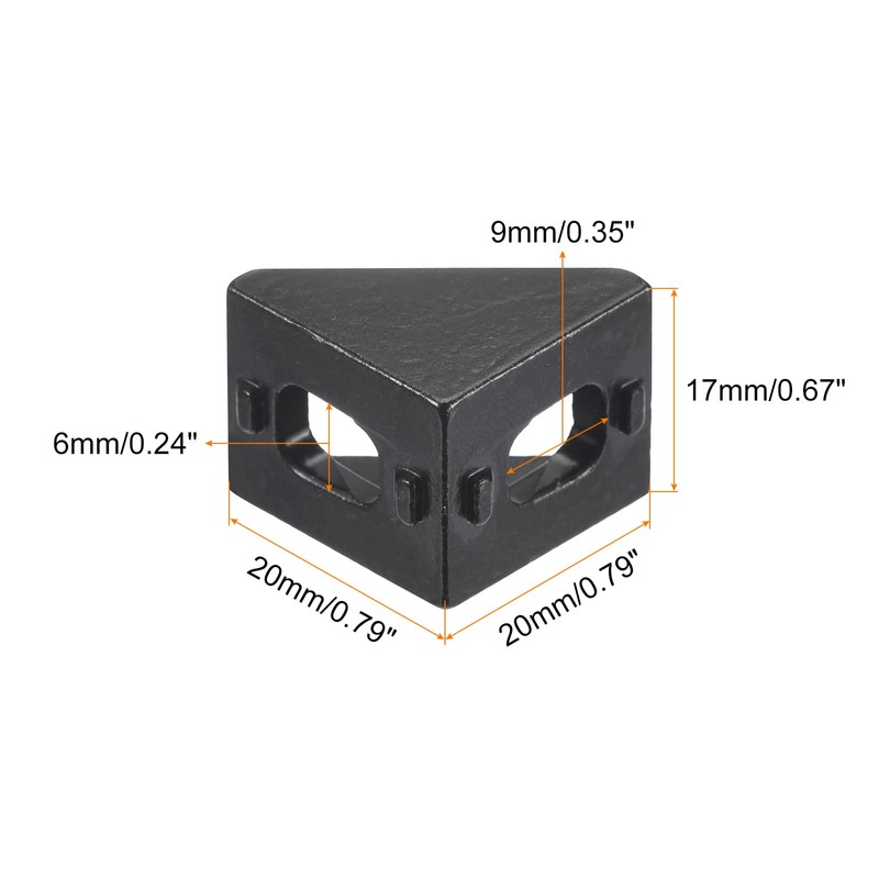 sourcing map 20Pcs Inside Corner Bracket Gusset, 20x20x17mm 2020 Angle