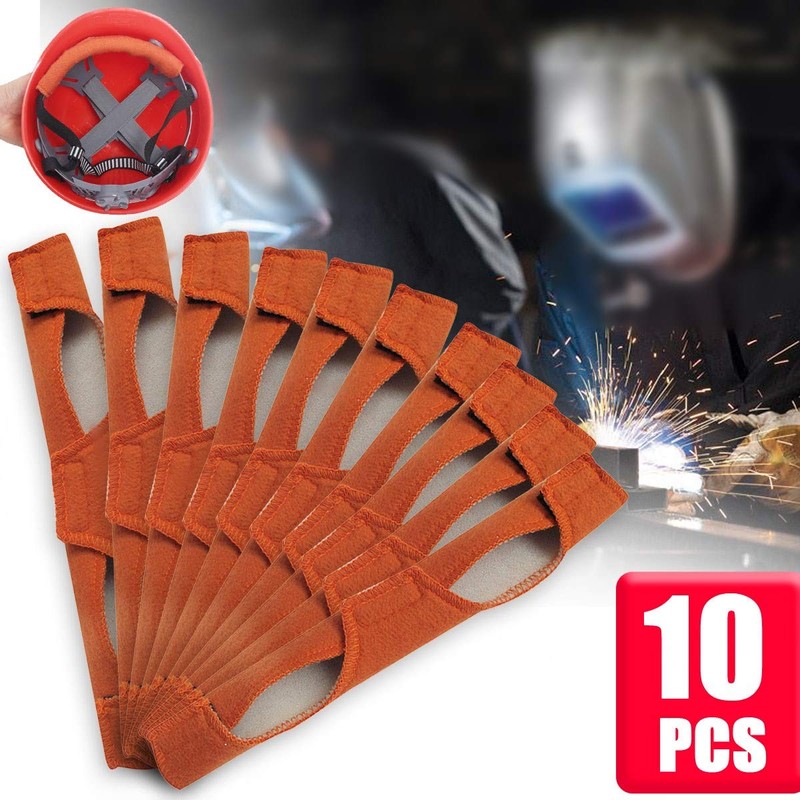 TOPWA 10PCS Sweatband welding Brown Sweatband Hard Hat Headbands for