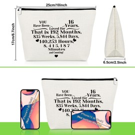 Sweet 16th Birthday Gifts Makeup Bag Inspirational Gifts for Daughter Granddaughter Sister Sweet Sixteen Gifts Friendship Gift 16 Year Old Girl Gifts Travel Cosmetic Bag 16 Birthday Party Girl Gifts
