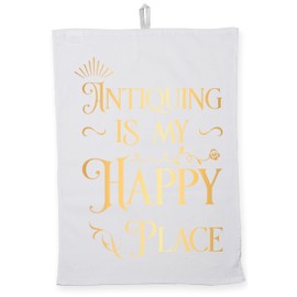 Hippowarehouse Antiquing is my happy place Tea Towel Eco Printed Dish Cloth Kitchen accessory 50cmx70cm 100% Cotton