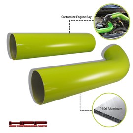 High Performance Parts Green Pipe Heat Shield Cold Air Intake Kit & Red Filter Combo Compatible for Chevy 01-04 Silverado 2500/3500 6.6L Diesel