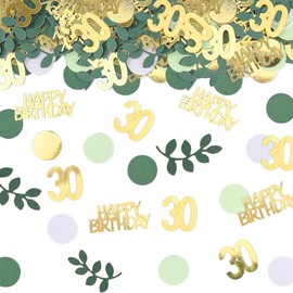 GoldRock Confetti 30th Birthday Decoration 2.5-5.5 cm, Table Decoration 30th Birthday Women Men, 30s Confetti Birthday Green, 30th Birthday Decoration Confetti, Decoration 30th Birthday Man Woman,