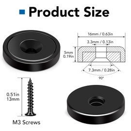 LOVIMAG 20lbs Neodymium Magnets，6Pack Strong Magnets, Cabinet Magnets with Screws, Rare Earth Magnets for Holding Tools, Door, Magnetic Cabinet Locks-Black, 0.63x0.19inch