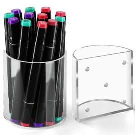 AFOROEOA 2Pack Magnetic Pen Holder, Magnetic Dry Erase Marker Holder Whiteboard Acrylic Marker Holder for Refrigerator, Office, Classroom, Pencil Cup, Pen Caddy, Classroom Organization