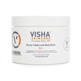 Visha Skincare Bump 2 Baby 5 in 1 Multitasking Body Balm, Soothes and Relieves Dry, Itchy Skin and Stretch Marks, Safe to Use During Pregnancy and Nursing and for Baby Massage 10 oz