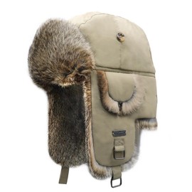 Kurhatic Winter Trapper Hat,100% Rabbit Fur Aviator Hat, Russian Trooper Hunting Ski Hat with Ear Flaps for Men&Women (CA/US, Alpha, XX-Large, Khaki)