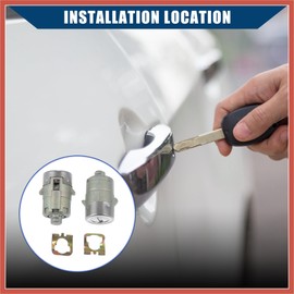 ACROPIX Front Left Right Door Lock Cylinder with Keys Install Hardware for Chevy Silverado Tahoe Suburban/Passenger Driver Side Door Lock Tumbler/Metal / 1 Set/Silver Tone Car Parts