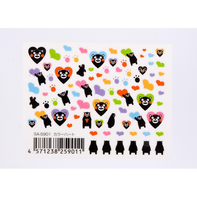 StyleA Kumamon SA-S901 Nail Sticker Color Heart Sticker Kumamoto Prefecture