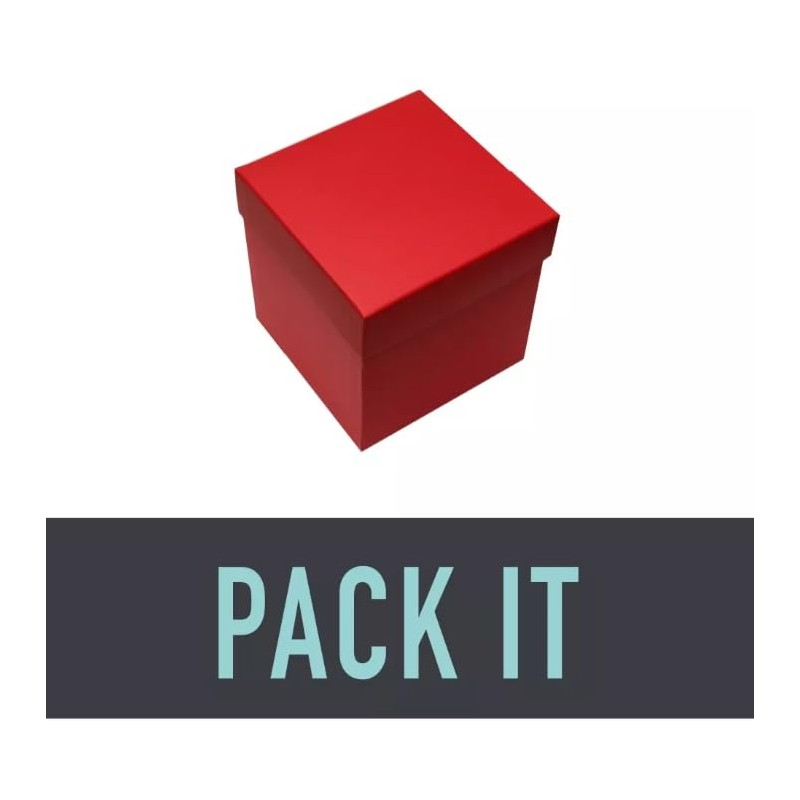 Pack it Caja Rígida Regalo Cubo Rojo 15x15x15 cm Base