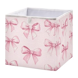 CZXW Pink Bows Storage Bins Cube Foldable Storage Baskets Bin Waterproof Home Organizer with Handles Basket for Blanket Clothes