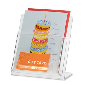 SOURCEONE.ORG Source One Deluxe Clear Acrylic Countertop Greeting Card Display 1 & 3 Pockets Available (1, 7 1/4 Inch)