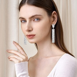 Chunky Hammered Gold Earrings for Women Rectangular Statement Dangle Drop Jewelry Lightweight Long Bar Gifts