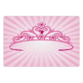 Lunarable Cartoon Pet Mat for Food and Water, Blush Tones Curving Stripes Ornament on Pop Art Lines Background Modern Print, Non-Slip Rubber Mat for Dogs and Cats, 18" X 12", Fuchsia and Pink