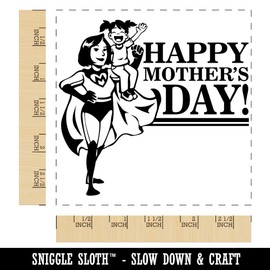 Happy Mother's Day Superhero Mom with Cape Square Rubber Stamp for Stamping Crafting - 2.75in Large