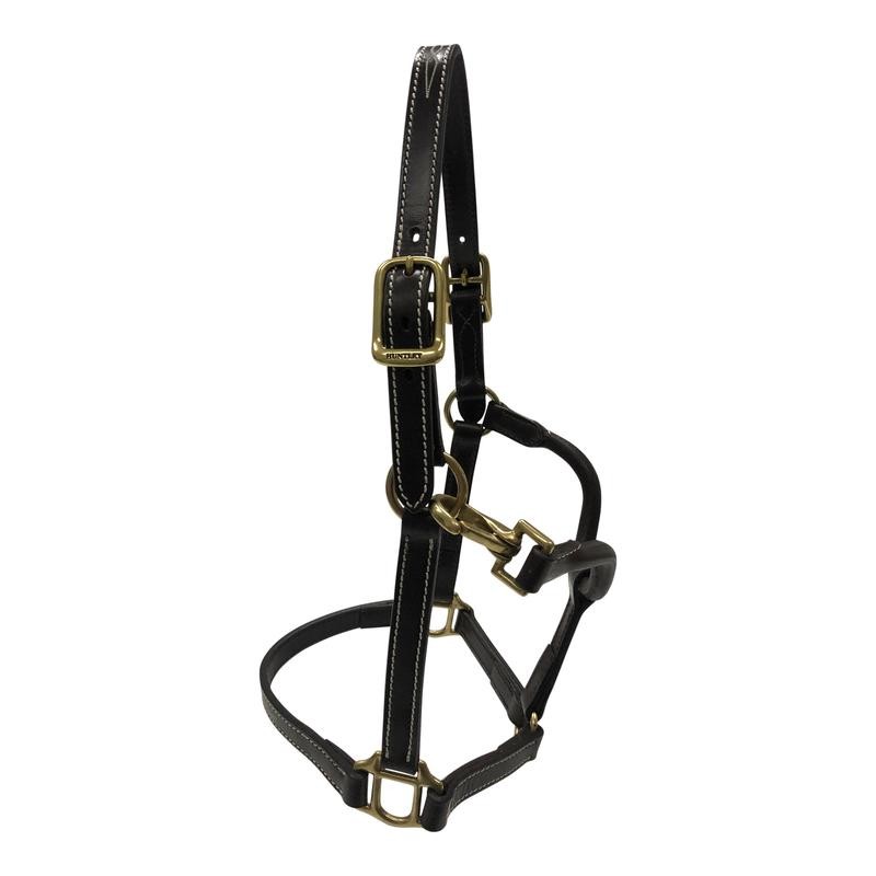 Huntley Equestrian Fancy Stitched Adjustable Premium Leather Pony Halter with