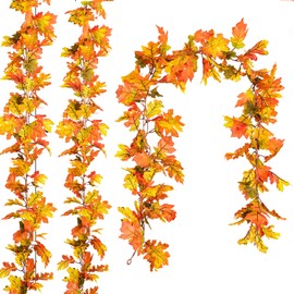 DearHouse 6 Pack Fall Garland Maple Leaf, 5.9Ft/Piece Hanging Vine Artificial Autumn Garland Thanksgiving Decor for Home Wedding Fireplace Party Christmas (Yellow)