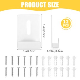 12 Pcs Metal Mirror Holder Clips Hanger Kit, Mirror Clips for Wall Mounting Holder Hanging with Screws Hooks, Frameless Mounting Hardware Heavy Duty Retainer for Tile Billboard Display(White)