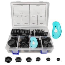 Boatsea 66 PCS 6 Size Rubber Grommets for Wiring, Double Sided Round Rubber Hole Plug, Firewall Grommet Rubber Hole Plugs, Drill Hole Sizes of 1-13/16" 1-1/2" 1" 7/8" 5/8" 3/16", Black