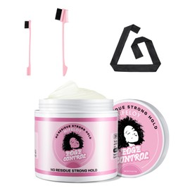 4 Pcs Wig Kit for Lace Front Wigs for Beginners Cosplay Girls Women, 113g Edge Control Wax Pomade Styling Gel, Satin Edge Laying Scarf, Double Sided Edges Control Brush, 3 In 1 Edge Brush - Pink