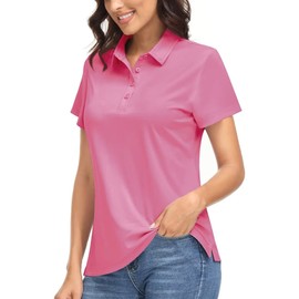 Boladeci Polo Shirts for Women Golf Shirts Short Sleeve Collared Moisture Wicking Dry Fit Work Tennis Tops Clothes, Rose, M