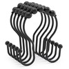 AmazerBath 12Pcs Black Metal Double Shower Hooks, Shower Curtain Rings,